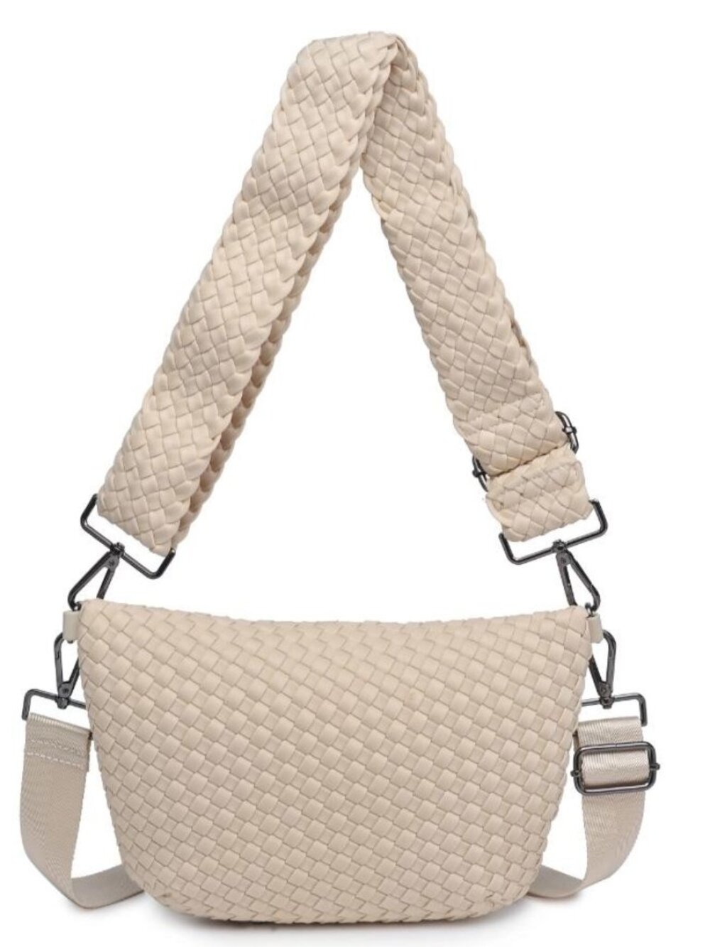 Sol and Selene Ethereal Woven Neoprene Cream Crossbody Bag Shoulder Purse NWT